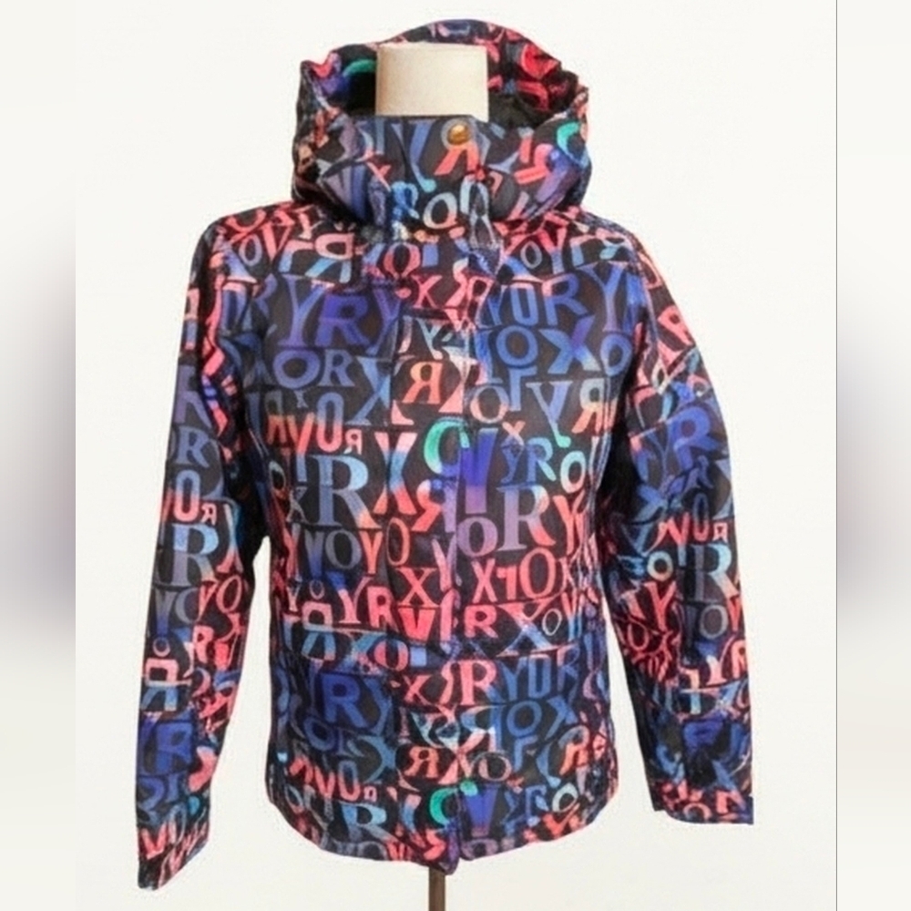 513 ROXY XL (16) 10K DryFlight Logo Print Hooded Ski Snowboard Jacket